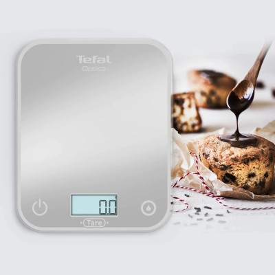 Ваги Tefal кухонні Optiss, 5кг, AAAx2 в комплекті, скло, срібло (BC50U4V0)