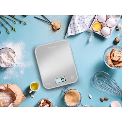 Ваги Tefal кухонні Optiss, 5кг, AAAx2 в комплекті, скло, срібло (BC50U4V0)