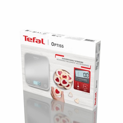 Ваги Tefal кухонні Optiss, 5кг, AAAx2 в комплекті, скло, срібло (BC50U4V0)
