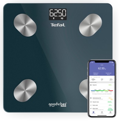 Ваги Tefal підлогові Smart, 180кг, Bluetooth, AAAx3 в комплекті, скло, чорний (BM9620S1) Ваги Tefal підлогові Smart, 180кг, Bluetooth, AAAx3 в комплекті, скло, чорний (BM9620S1)