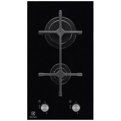 Варильна поверхня Electrolux газова на склі, 30см, чавун, Доміно, чорний (EGC3322NVK)