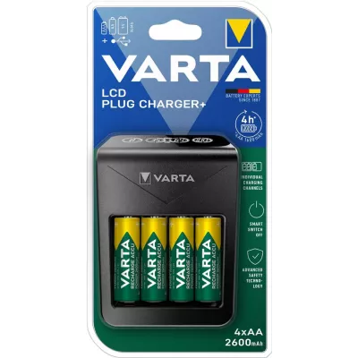 Зарядний пристрій Varta Lcd Plug Charger 4хNI MH AA2600 мА•год
