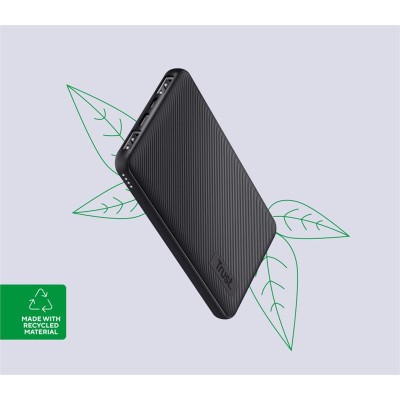 Акумулятор портативний літій-іонний power bank Trust Primo ECO, 10000мА·год, 2хUSB-A/USB-C, 15W, чорний