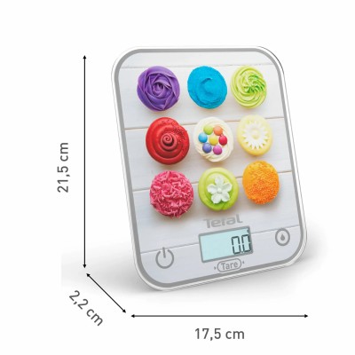 Ваги Tefal кухонні Optiss Cake Pops, 5кг, AAAx2 в комплекті, скло, різнокольорові (BC50D4V0) Ваги Tefal кухонні Optiss Cake Pops, 5кг, AAAx2 в комплекті, скло, різнокольорові (BC50D4V0)