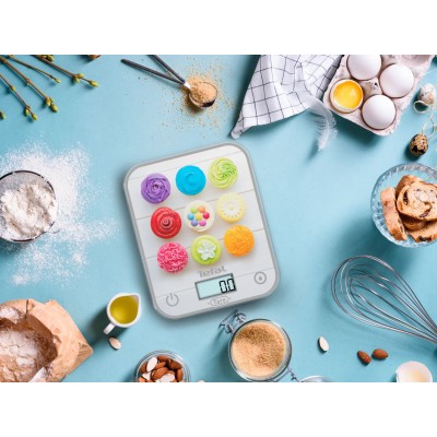 Ваги Tefal кухонні Optiss Cake Pops, 5кг, AAAx2 в комплекті, скло, різнокольорові (BC50D4V0) Ваги Tefal кухонні Optiss Cake Pops, 5кг, AAAx2 в комплекті, скло, різнокольорові (BC50D4V0)
