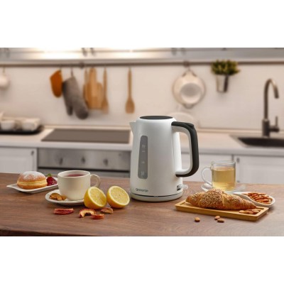 Електрочайник Gorenje 1.7л, Strix контроль, пластик, білий (K17XG) Електрочайник Gorenje 1.7л, Strix контроль, пластик, білий (K17XG)
