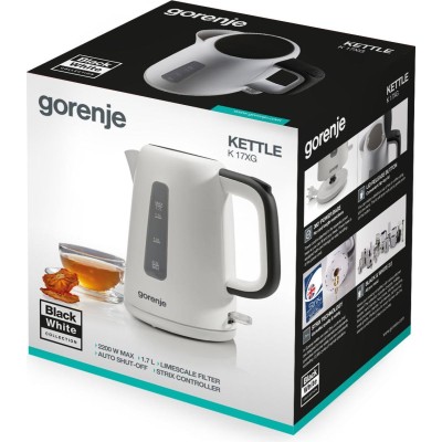 Електрочайник Gorenje 1.7л, Strix контроль, пластик, білий (K17XG) Електрочайник Gorenje 1.7л, Strix контроль, пластик, білий (K17XG)