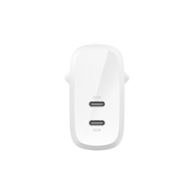 Зарядний пристрій мережевий Belkin 60Вт 2хUSB-С PD PPS, білий (WCB010VFWH)
