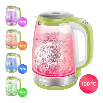 Електрочайник Sencor 2л, Strix, скло, 5 темп.реж, салатовий (SWK2197GG) Електрочайник Sencor 2л, Strix, скло, 5 темп.реж, салатовий (SWK2197GG)
