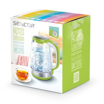 Електрочайник Sencor 2л, Strix, скло, 5 темп.реж, салатовий (SWK2197GG) Електрочайник Sencor 2л, Strix, скло, 5 темп.реж, салатовий (SWK2197GG)
