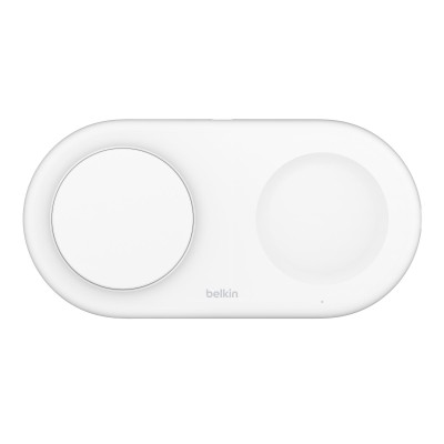 Зарядний пристрій бездротовий Belkin 2в1 15Вт Pad Qi2, білий (WIZ021VFWH)