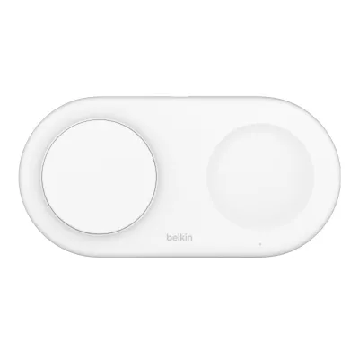 Зарядний пристрій бездротовий Belkin 2в1 15Вт Pad Qi2, білий (WIZ021VFWH)