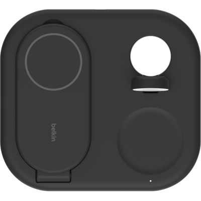 Зарядний пристрій бездротовий Belkin 3в1 Magnetic Foldable iPhone/Watch/AirPods, Qi2 15Вт, чорний (WIZ029VFBK)