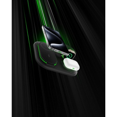 Зарядний пристрій бездротовий Belkin 3в1 Magnetic Foldable iPhone/Watch/AirPods, Qi2 15Вт, чорний (WIZ029VFBK)