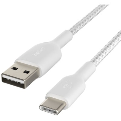 Кабель USB-A > USB-C заряджання/синхронізації Belkin 2м, 15Вт, Type-C, плетений, білий (CAB002BT2MWH) Кабель USB-A > USB-C заряджання/синхронізації Belkin 2м, 15Вт, Type-C, плетений, білий (CAB002BT2MWH)