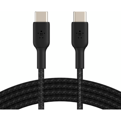 Кабель USB-C > USB-C заряджання/синхронізації Belkin 1м, 60Вт, Type-C, плетений, чорний (CAB004BT1MBK)