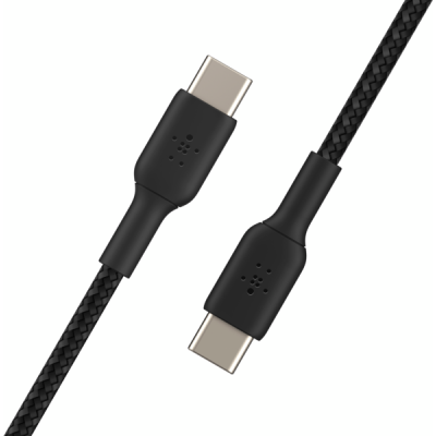 Кабель USB-C > USB-C заряджання/синхронізації Belkin 1м, 60Вт, Type-C, плетений, чорний (CAB004BT1MBK)