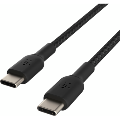 Кабель USB-C > USB-C заряджання/синхронізації Belkin 1м, 60Вт, Type-C, плетений, чорний (CAB004BT1MBK)