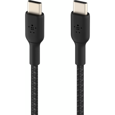 Кабель USB-C > USB-C заряджання/синхронізації Belkin 1м, 60Вт, Type-C, плетений, чорний (CAB004BT1MBK)