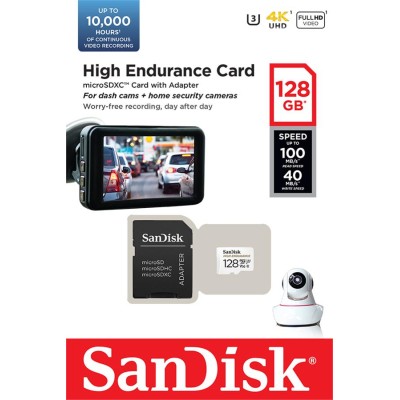 Карта пам'яті SanDisk microSD 128GB C10 UHS-I U3 V30 R100/W40MB/s High Endurance (SDSQQNR-128G-GN6IA)