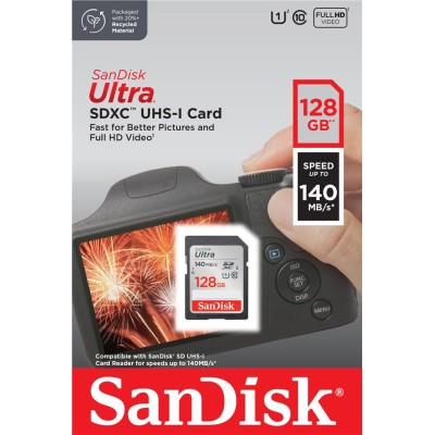 Карта пам'яті SanDisk SD 128GB C10 UHS-I R140MB/s Ultra (SDSDUNB-128G-GN6IN)