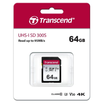Карта пам'яті Transcend SD 64GB C10 UHS-I R100/W20MB/s (TS64GSDC300S)