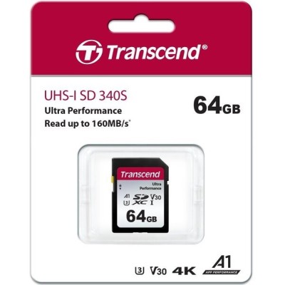Карта пам'яті Transcend SD 64GB C10 UHS-I U3 R160/W50MB/s 4K (TS64GSDC340S)
