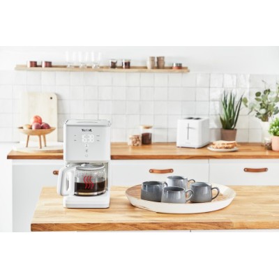 Кавоварка Tefal крапельна Sense 1.25л, мелена, LED-дисплей, сенсор.керування, білий (CM693110)