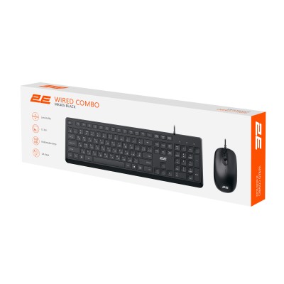 Комплект клавіатура та миша 2E MK405 USB-A, EN/UK/RU, чорний (2E-MK405UBK)