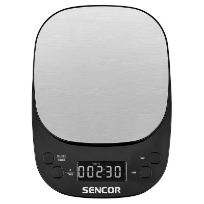 Ваги Sencor кухонні для кави, 2кг, АААx3, регулювання гравітації, пластик, чорний-нержавіюча сталь (SKS0804BK)