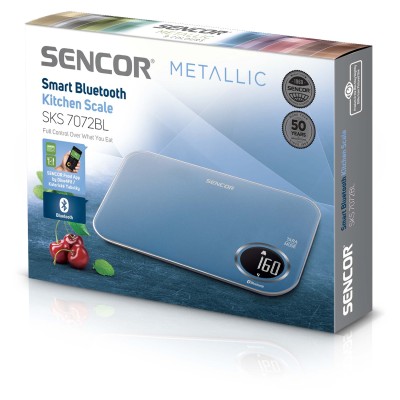 Ваги Sencor кухонні, 5кг, підключення до смартфону, AAAx2, пластик, синій (SKS7072BL) Ваги Sencor кухонні, 5кг, підключення до смартфону, AAAx2, пластик, синій (SKS7072BL)