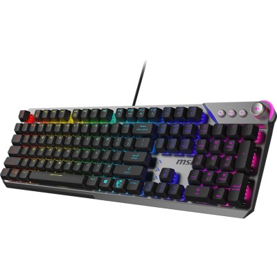 Клавіатура механічна MSI STRIKE 600 SILENT UA 104key, Kailh Midnight Pro Silent Tactile, USB-A, EN/UKR/RU, RGB, cрібний (S11-04U