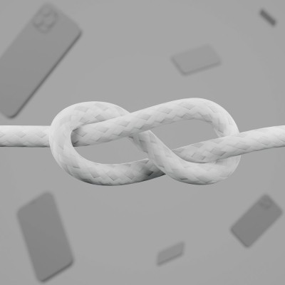 Кабель USB-C > Lightning заряджання/синхронізації Belkin 1м, Type-C, плетений, силіконовий, з ремінцем на магніті, білий (CAA011