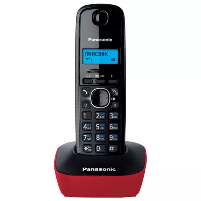 Радіотелефон DECT Panasonic KX-TG1611UAR, чорно-червоний