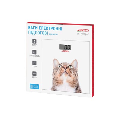 Ваги Ardesto підлогові Cat, 150кг, AAAx2 в комплекті, скло, багатокольорові (SCB-965CAT)