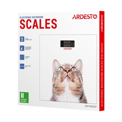 Ваги Ardesto підлогові Cat, 150кг, AAAx2 в комплекті, скло, багатокольорові (SCB-965CAT)
