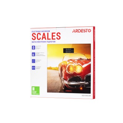 Ваги Ardesto підлогові Car, 150кг, AAAx2 в комплекті, скло, багатокольорові (SCB-965CAR)