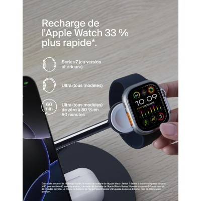 Зарядний пристрій бездротовий Belkin 3в1 Magnetic Pad Qi2 15Вт, чорний (WIZ032KQBK)