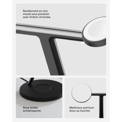 Зарядний пристрій бездротовий Belkin 3в1 Magnetic Pad Qi2 15Вт, чорний (WIZ032KQBK)