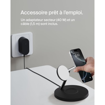 Зарядний пристрій бездротовий Belkin 3в1 Magnetic Pad Qi2 15Вт, чорний (WIZ032KQBK)