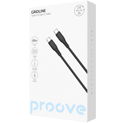 Кабель Proove GridLine Type-C to Type-C 60W (1m) black (CCGL60002201)