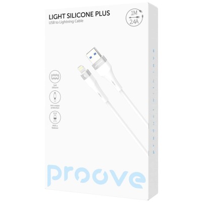 Кабель Proove Light Silicone Plus USB to Lightning 2.4A (1m) (CCLS12001102) white