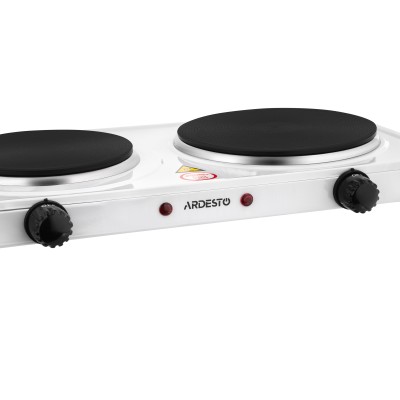 Плитка настільна Ardesto електрична, конфорок - 2, на 1кВт + 1.5кВт, керування - мех., білий (ECS-J225W)