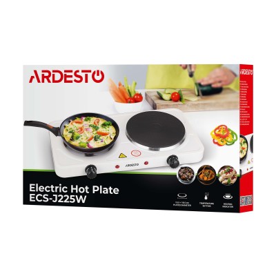 Плитка настільна Ardesto електрична, конфорок - 2, на 1кВт + 1.5кВт, керування - мех., білий (ECS-J225W)