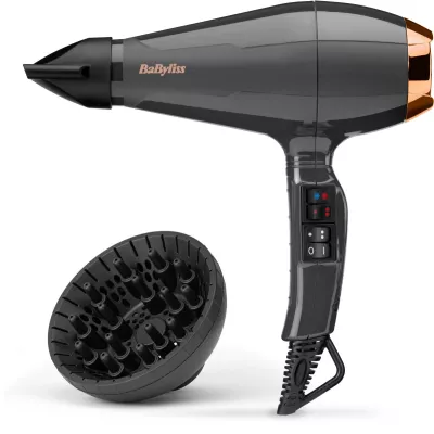 Фен Babyliss Air Pro, 2200Вт, 2 режими, дифузор, іоніз-я, хол. обдув, чорний (6719DE)