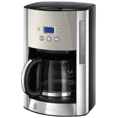 Кавоварка Russell Hobbs крапельна Luna Stone, 1.5л, мелена, LED-дисплей, підігрів чашок, чорно-сріблястий (26990-56)