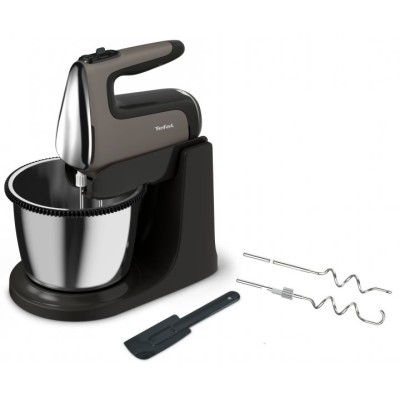 Міксер Tefal стаціонарний Powermix Silence 600Вт, насадки-4, чаша-метал, 2, 5л, турборежим, сіро-чорний (HT654E38)