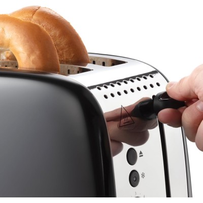 Тостер Russell Hobbs Colours Plus 1600Вт, підігрів, розморожування, метал., чорний (26550-56) Тостер Russell Hobbs Colours Plus 1600Вт, підігрів, розморожування, метал., чорний (26550-56)