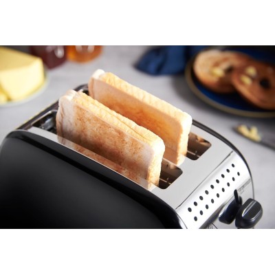 Тостер Russell Hobbs Colours Plus 1600Вт, підігрів, розморожування, метал., чорний (26550-56) Тостер Russell Hobbs Colours Plus 1600Вт, підігрів, розморожування, метал., чорний (26550-56)