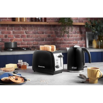 Тостер Russell Hobbs Colours Plus 1600Вт, підігрів, розморожування, метал., чорний (26550-56) Тостер Russell Hobbs Colours Plus 1600Вт, підігрів, розморожування, метал., чорний (26550-56)